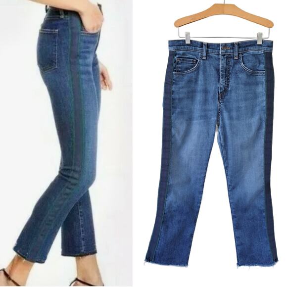 Veronica Beard Denim - VERONICA BEARD Carly Kick Flare High Waist Crop Side Stripe Jeans Size 6/28